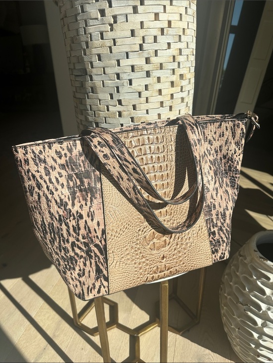 C Est. 1946 Handbags - Leopard-Panel Croc-Embossed Tote in Blush/Tan